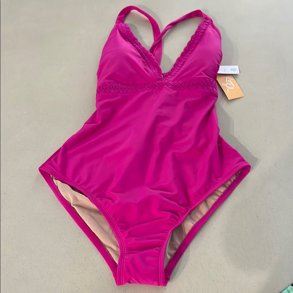 Kona Sol Pink Racerback One Piece Swimsuit